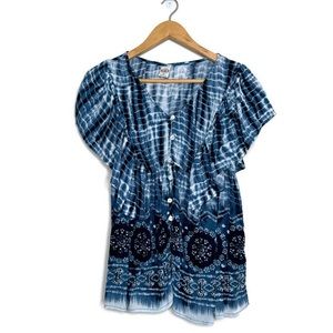 BILA Blue Tie Dye Women’s Ruffle Top Size Small